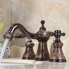 Obviously,we can see there with polish surface. Brown Bathroom Faucets Marble Brown Two Tone 2 Hole Widespread