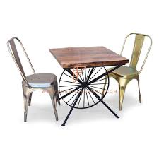 Industrial dining room kitchen table. Buy Fr Dining Sets Series Designer Retro Wheeled Dining Table With 2 Plated Metal Tolix Chairs Online Patio And Garden Dining Sets Table And Chair Sets Furniture Furnitureroots Product
