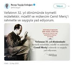8 cemil meriç ümrandan uygarlığa kitabıyla 1974'te, kırk ambar kitabıyla da 1980'de fikir dalında türkiye millî kültür vakfı armağanı'nı kazandı. Baskan Erdogan Dan Cemil Meric Paylasimi Takvim