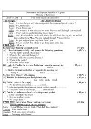 الموقع الاول للتعليم في الجزائر الاختبار الأول في اللغة الانجليزية للسنة الثالثة متوسط