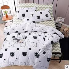 Black And White Twin Bedding Boy New Design Black And White Cartoon Fox Cat Boy Girl Children Kids100 Cotton 3pcs X2f 4pcs Comf Boys Bedroom Decor Comforter Duvet Cover Colorful Duvet Covers