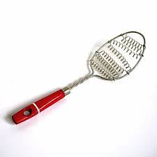Vintage Red Handle Wire Whisk Whip Or Strainer Spoon Retro 1940 50s Kitchen Tool Utensil Wood Handle Vintage Kitchen Utensils Wire Whisk Vintage Kitchen Decor