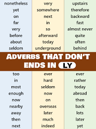 Tom drives very fast, it's dangerous. List Of Adverbs That Don T Ends In Ly English Grammar Pdf