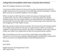 Best College Letter Of Recommendation Examples How To Write