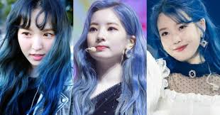 Balayage, babylights, choppy, pixie,, lob, wavy, straight, japanese, layers, bob, hairstyles, 2021 and hair cuts. These 11 Female Idols Looked Like Goddesses In Blue Hair Kpopstarz