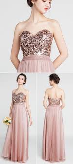 Rose Gold Sequined And Tulle Bridesmaid Dresses Tbqp378 Sequin Bridesmaid Dresses Rose Gold Bridesmaid Dress Gold Bridesmaid Dresses