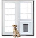 Patio door with dog door built in