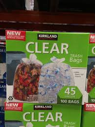 You'll find the red kirkland signature logo on everything from toilet paper to tennis shoes. Kirkland Signature 45 Gallon Clear Trash Bag 100ct Costcochaser