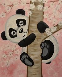 Pink Panda Kids Canvas Art Kids Canvas Painting Panda Painting