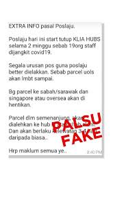 Pos laju transit office (klia hub). Pos Malaysia Berhad The Following Message Currently Circulating On Social Media And Whatsapp Is False There Is No Disruption And Our Business Is Operating As Usual Please Avoid From Sharing False