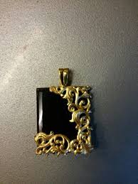Vintage Black Stone Pendant Gold Jewelry Indian Mop Jewelry Gold Pearl Jewelry