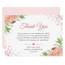 Botanical Blush Pink Floral Dots Wedding Thank You Zazzle Com Wedding Thank You Cards Romantic Wedding Gifts Wedding Thank You