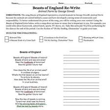 Animal Farm By George Orwell Beasts Of England Re Write Beasts Of England Farm Animals Orwell