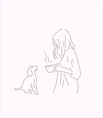 Girl Dog Draw Lockscreen Girl And Dog Outline Art Line Art Drawings