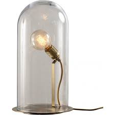 Sometimes in more modern spaces, it can be more stylish to mix and match. Clear Glass Cloche Table Lamp On Brass Base With Microphone Style Bulb
