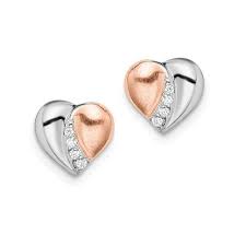 If so, we suggest you add silver earrings for girls and women to add charm to your overall appearance. Stunning Two Tone Heart Stud Earrings For Girls In Sterling Silver With Brushed Satin Rose Gold The Jewelry Vine