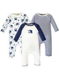 Touched By Nature Baby Boy Organic Cotton Coveralls 3 Pack Walmart Com