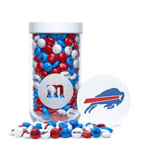 The streaking buffalo is a bold statement with the solid blue bold line coming from the head of buffalo. Buffalo Bills Nfl Candy Gift Jar M M S Mms Com