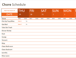 chore schedule office templates themes office 365