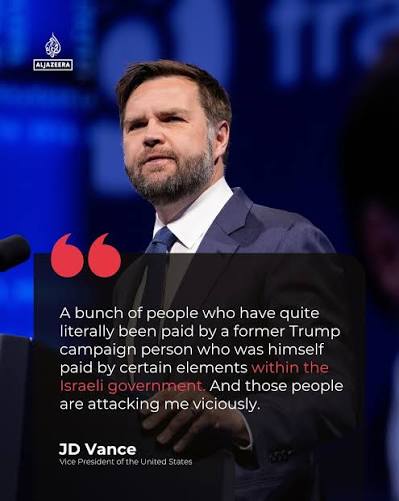 Vice President JD Vance has accused Israel of funding campaigns aimed at ruining US negotiations with Iran to end the war. There was no immediate response from Israeli officials to the allegation.⁣ ⁣