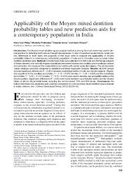 Pdf Applicability Of The Moyers Mixed Dentition Probability