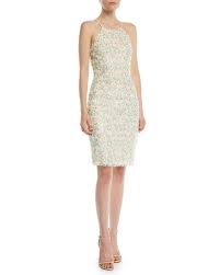 Badgley Mischka Floral Sequin Halter Cocktail Dress Simple Cocktail Dress Designer Cocktail Dress Dresses