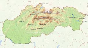 All regions, cities, roads, streets and buildings satellite view. Slovakia Physical Map