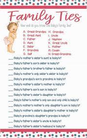 Family Ties Baby Shower Game Baby Girl Shower Game Coed Baby Shower Game Printable D1229 Baby Shower Games Coed Virtual Baby Shower Games Funny Baby Shower Games