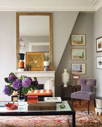 Big Mirror Purple Gold Paris Apartment Decor Interior Living Room Designs
