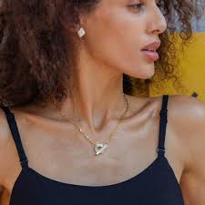 MABEL Collier Lariat/Chaîne Y jusqu'à 510 mm, ormeau &amp; nacre