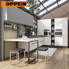 The top serves as a table. China Oppein Fitted Kitchen Units Custom Kitchen Cabinets With Dining Table China Custom Kitchen Cabinet Kitchen Units