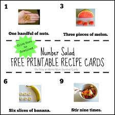 6 recipe card designs to choose from, plus a printable shopping list. Number Salad Healthy Snack And Counting Activity The Stay At Home Mom Survival Guide