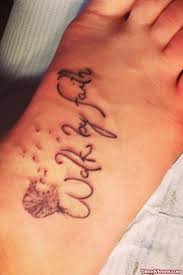 See more ideas about tattoos, cross tattoo, rosary tattoo. Walk By Faith Not By Sight Tattoo On Right Foot
