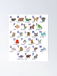 An animal for each letter of the alphabet in this fun educational kids song all about . Learn Alphabet With Animals Abc Poster By Superpixus Redbubble