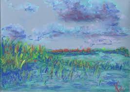 Clouds And Water Grass And Sky Chalk Pastel On Paper In Water Reflections Soft chalk pastels also contain water, pigment and a smaller amount of artificial binder or chalk.