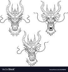 Outline Dragon Head Tattoo Download A Free Preview Or High Quality Adobe Illustrator Ai Eps Pdf A Dragon Head Tattoo Japanese Dragon Tattoos Japanese Tattoo
