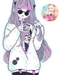 Render Girl 75 By Imtsunderebaka Girl Drawing Pastel Goth Girl With Purple Hair
