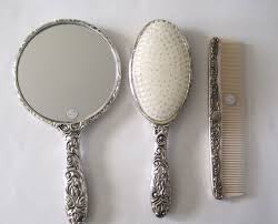 Vintage Antique Collectible Silver Plated Brush Mirror Comb Hair Dresser Set Vintage Brush Set Antique Vanity Set Vintage