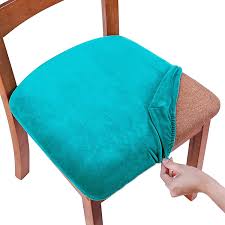 Dining chair seat covers play many essential roles in the home. Smiry Stretch Chair Seat Covers For Dining Room Velvet Dining Chair Seat Protectors Chair Slipcovers Set Of 4 Teal Buy Online In Bahamas At Bahamas Desertcart Com Productid 187442168