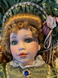 Ultra Elegant Porcelain Bisque Doll, Nicole by Collectible Memories, Circa  1990, 29", With Doll Stand