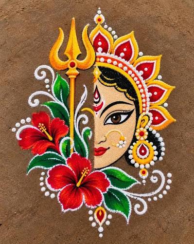 Devi rangoli simple and beautiful