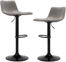 Aklaus swivel metal bar stools set of 4 counter height stools counter bar stools with back swivel metal bar chairs wooded seat 26 inch matte black. Buy Cimota Swivel Bar Stool With Back Faux Leather Barstool Chairs Set Of 2 Modern Height Adjustable Stools For Kitchen Pub 24 32 H Vintage Grey 2pcs Online In Indonesia B08gkr62sz