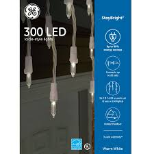 Ge Staybright 300 Count Constant Warm White Mini Led Icicle Lights Christmas Ge Led Icicle Lights Icicle Lights Icicle Christmas Lights