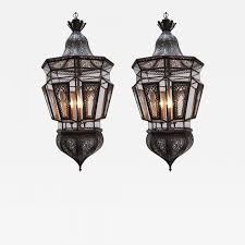 Pair Of Moroccan Vintage Hanging Glass Light Fixtures