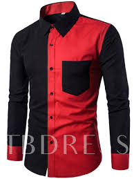 Black And Red Designer Shirt Lapel Black And Red Patchwork Slim Fit Men S Shirt Slim Fit Mens Shirts Men Shirt Style Slim Fit Shirt