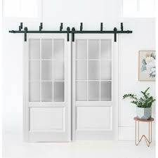 Standard barn door sizes most barn door sizes fall anywhere between 36 wide (on the shorter side) by 96 tall (on the longer side). Top Mount 13ft Rail Hangers Heavy Set Solid Panel Interior Doors Sturdy Double Barn Door 48 X 80 Inches With Frosted Glass 9 Lites Felicia 3309 Matte White Sliding Pocket Doors