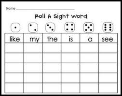 Roll A Sight Word Sight Words Kindergarten Word Activities Sight Words
