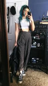 Aesthetic Black And White Plaid Pants Outfit 29 Cool Ways To Wear Plaid Pants Edgy Outfits Aesthetic Clothes Fashion