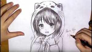 You could argue that cartoon and western comic style also has this collection had to have a tutorial for boys hair also. How To Draw A Manga Girl With Cat Hoodie Real Time Youtube
