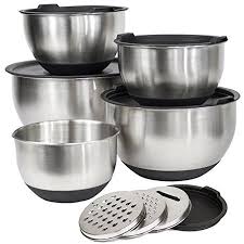Check spelling or type a new query. Deluxe Set 5 Premium Grade Stainless Steel Mixing Bowl Set With Lids And Non Skid Bottoms Stainless Steel Mixing Bowls With Pour Spout Measurement Marks And 3 Grater Attachments Walmart Canada